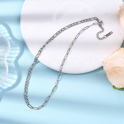4.5MM 04 Stainless Steel Figaro Chain Paperclip Chain Necklaces NJEW-JN05576-1