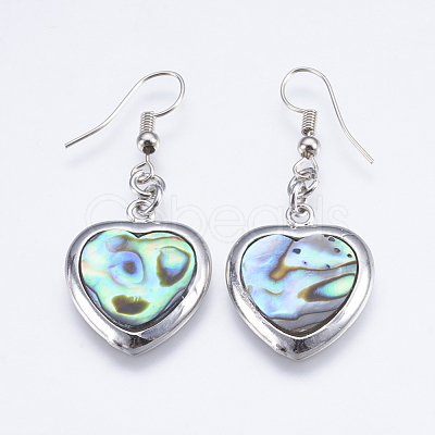 Abalone Shell/Paua Shell Dangle Earrings EJEW-F147-A10-1