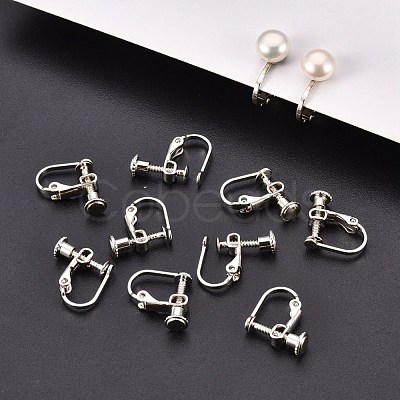 Brass Screw On Clip-on Earring Findings KK-L164-02P-1