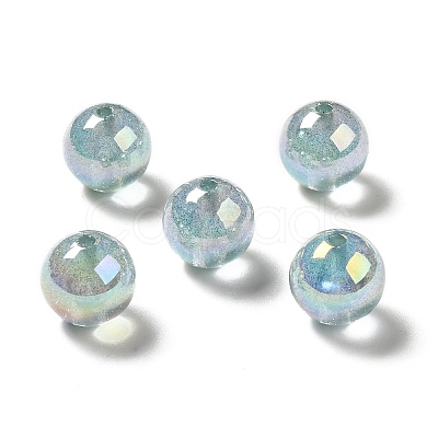 UV Plating Transparent Rainbow Iridescent Acrylic Beads OACR-D010-01H-1