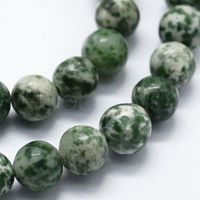 Natural Green Spot Jasper Beads Strands X-G-I199-30-6mm-1