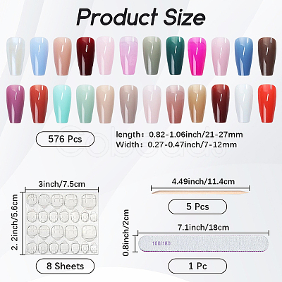ABS Plastic Pure Color Press On False Nails MRMJ-WH20004-32C-1