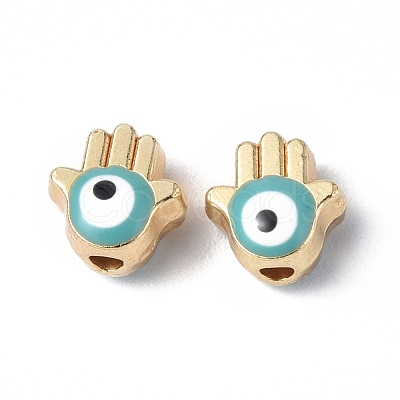 Alloy Enamel Evil Eye Beads ENAM-G214-04G-1