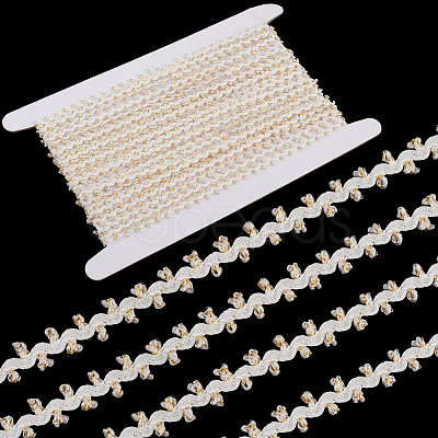 10 Yards Polyester Golden Metallic Wavy Lace Ribbons OCOR-GF0003-81A-1