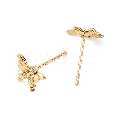 SHEGRACE Brass Micro Pave Clear Cubic Zirconia Stud Earrings XGRQ4N197-725G-1