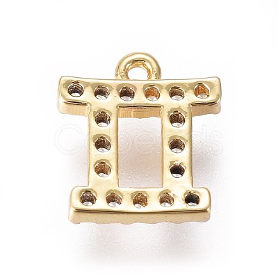 Golden Plated Brass Micro Pave Cubic Zirconia Charms X-ZIRC-L075-51H-1