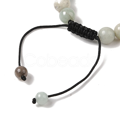 8mm Round Natural Flower Amazonite Braided Bead Bracelets BJEW-C067-01B-23-1