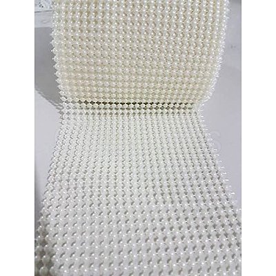 24 Rows ABS Plastic Imitation Pearl Mesh Ribbon Roll OCOR-R072-01-1