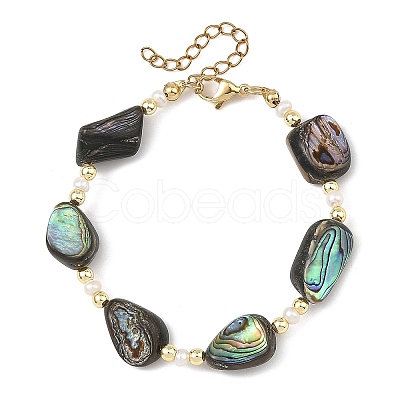 Natural Abalone Shell/Paua Shell Beaded Bracelets BJEW-JB14221-1