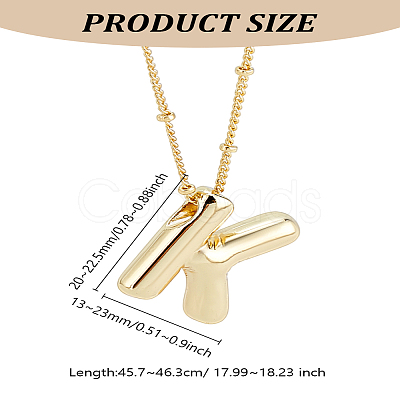 1pc Brass Chain with Alloy Letter Pendants Necklaces NJEW-LP0001-41K-G-1