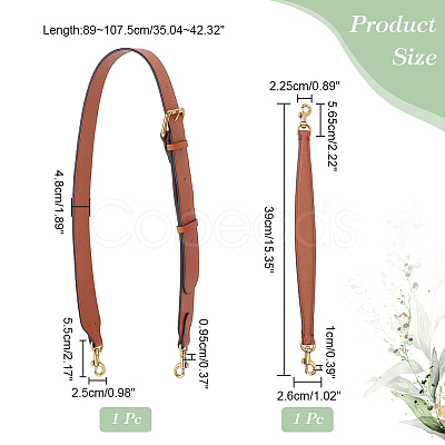 2Pcs 2 Style Cowhide Leather Bag Handles FIND-WR0010-19A-1