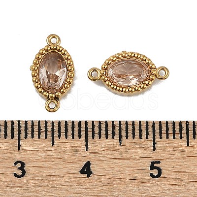 Ion Plating(IP) 304 Stainless Steel Cubic Zirconia Oval Links Connector Charms STAS-K256-22G-04-1