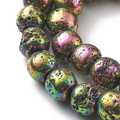 Electroplated Natural Lava Rock Beads Strands G-A251-B01-01H-1