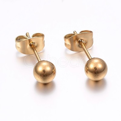 304 Stainless Steel Stud Earrings EJEW-H353-03G-5MM-1