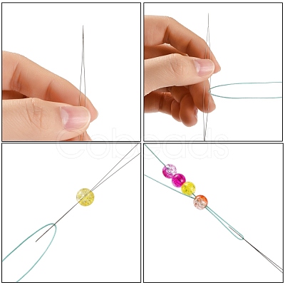 Iron Big Eye Beading Needles TOOL-R095-02-1