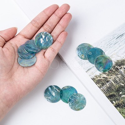 AB Color Plated Capiz Shell Pendants SSHEL-T008-01A-1