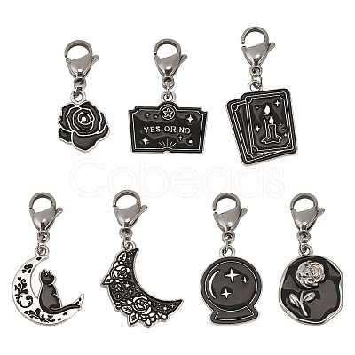 7Pcs 7 Styles DIY Alloy Enamel Pendant Decorations Making Kits FIND-TA0009-04-1