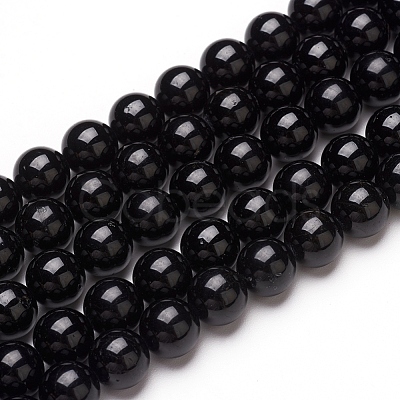 Natural Black Tourmaline Beads Strands X-G-L554-02-6mm-1