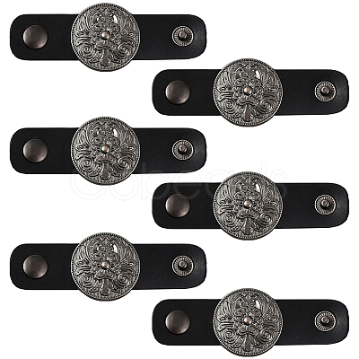 6Pcs Alloy with Imitation Leather Scarf Clips AJEW-CL0004-82C-1
