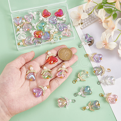 30Pcs 2 Colors Glass Pendants PALLOY-PH01718-1