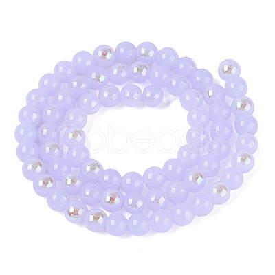 Electroplate Imitation Jade Glass Beads Strands EGLA-Q132-6MM-01B-04-1