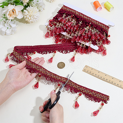 6 Yards Curtain Plastic Beaded Fringe Trim OCOR-PH0007-64B-1