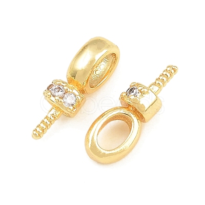 Brass Micro Pave Cubic Zirconia Screw Eye Peg Bails CU-CBA3901-02G-1