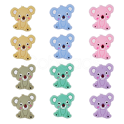 12Pcs 6 Colors Food Grade Eco-Friendly Silicone Beads SIL-HY0001-11-1