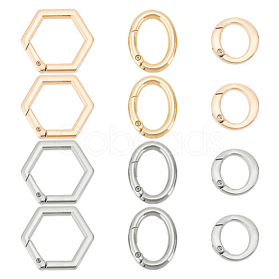 12Pcs 6 Styles Alloy Spring Gate Rings FIND-WR0008-96-1