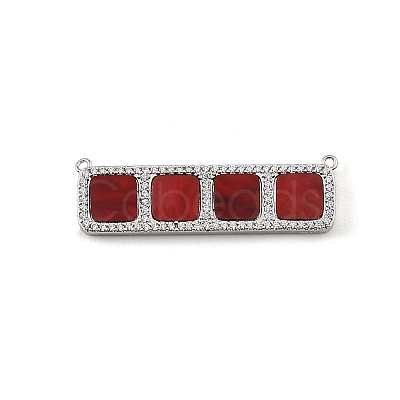 Brass Micro Pave Clear Cubic Zirconia Connector Charms CU-CBA30E8-01P-B07-1