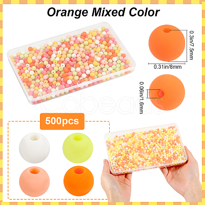 500Pcs Rubberized Style Imitated Silicone Acrylic Beads OACR-SP0001-33C-1