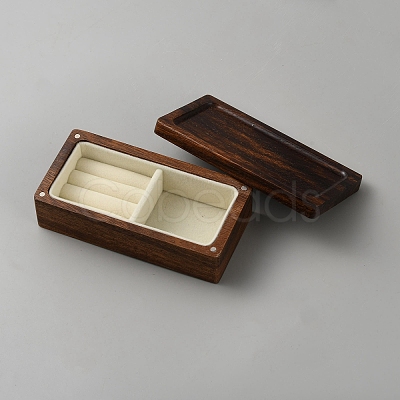 Portable Mini Walnut Wood Jewelry Ring Storage Boxes with Magnetic Lid AJEW-WH0816-504-1
