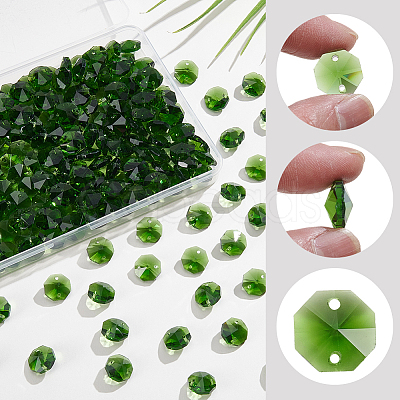 240Pcs Electroplate Glass Faceted Octagon Links Connector Charms EGLA-SP0001-43A-1