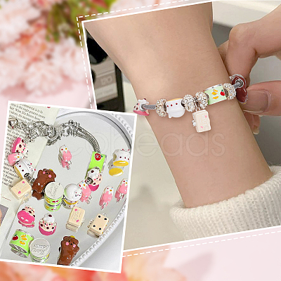 6Pcs 6 Style Brass Enamel European Beads KK-SC0004-41-1
