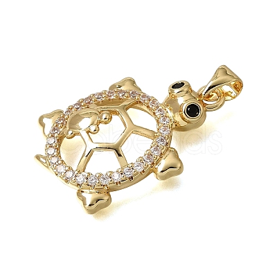 Brass Micro Pave Black Cubic Zirconia Pendants CU-CBA637A-05G-B-1