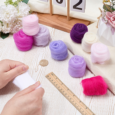50G 10 Colors Needle Felting Wool Roving DIY-CP0013-77B-1
