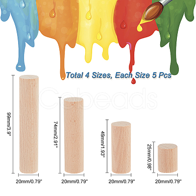 20Pcs 4 Style Round Wooden Sticks WOOD-NB0002-16B-1
