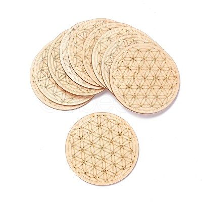 Basswood Carved Round Cup Mats DJEW-M006-02-1