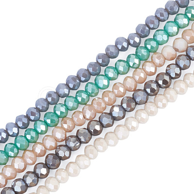 5 Strands 5 Colors Faceted Rondelle Full Rainbow Plated Electroplate Glass Beads Strands EGLA-TADJ0001-10-1