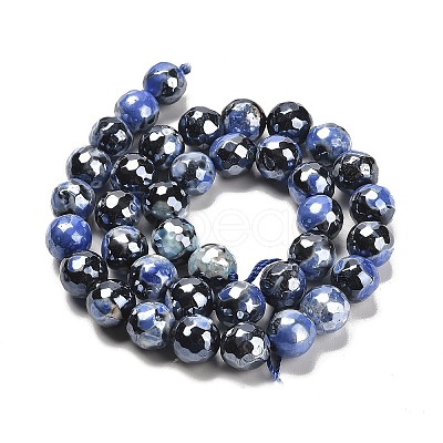 Electroplated Natural Fire Crackle Agate Round Beads Strands G-G0006-A02-02-1