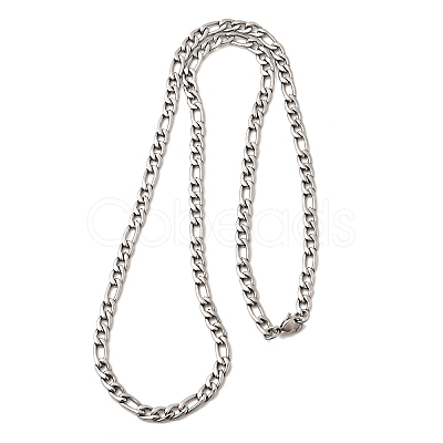 5MM 304 Stainless Steel Figaro Chains Necklaces for Women NJEW-B134-07A-P-1