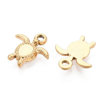 304 Stainless Steel Turtle Charms X-STAS-T072-53G-1
