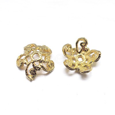 Real 18K Gold Plated 5-Petal 925 Sterling Silver Bead Caps STER-M100-17-1