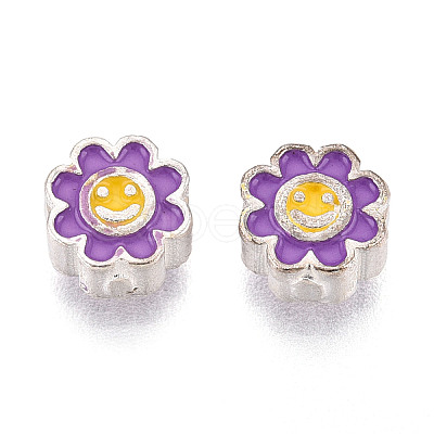 925 Sterling Silver Enamel Beads STER-T008-36B-1