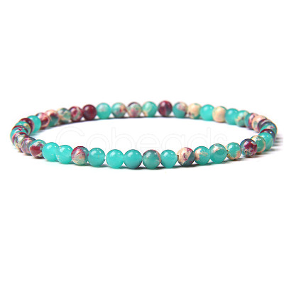 4mm Round Synthetic Shoushan Stone Beads Bracelet for Men KG3069-24-1