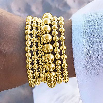 7Pcs CCB Round Beaded Stretch Bracelets WGF8C34-04-1