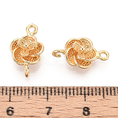 Brass Flower Connector Charms KK-T078-17G-1