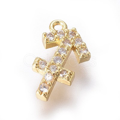 Golden Plated Brass Micro Pave Cubic Zirconia Charms ZIRC-L075-51D-1
