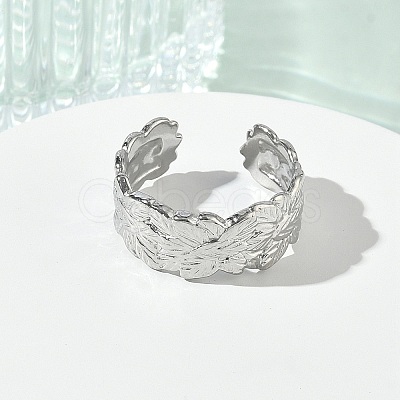 304 Stainless Steel Cuff Open Rings for Women RJEW-L341-02B-P-1