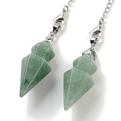 Natural Green Aventurine Pointed Dowsing Pendulums G-K338-12P-08-1